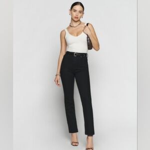 REFORMATION Liza Black Destroyed Stretch Organic Cotton + Tencel Jeans 31